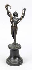 Art Nouveau Bronze Akt Nude Schlangent&auml;nzerin zweifarbig patiniert Marmorsockel