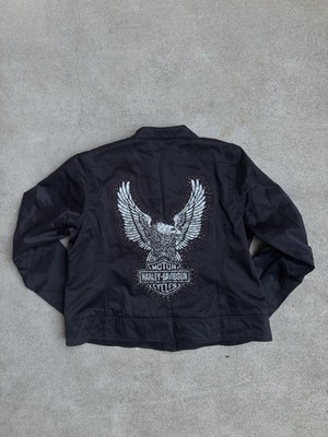 Womens Harley Davidson Angel Wings Studded Jacket Cotton Blend Moto Jacket 2XL