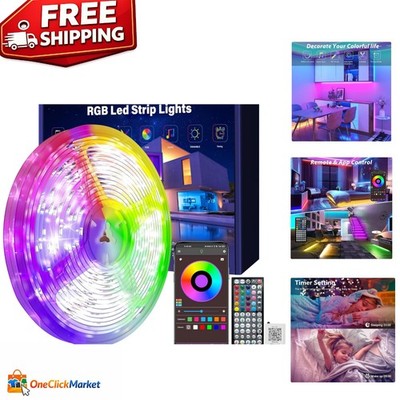 Dynamic 50ft LED Strip Lights   Music Sync & Remote Control for All Occasions