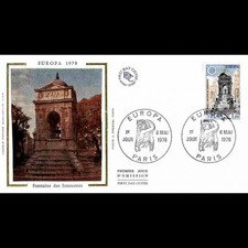 FDC soie - EUROPA (2008) - Les Fontaines de Paris - 6/5/1978 Paris