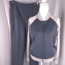 Vintage Track and Court Track Suit Womens Medium Gray Warm Up Jogger Set 80s