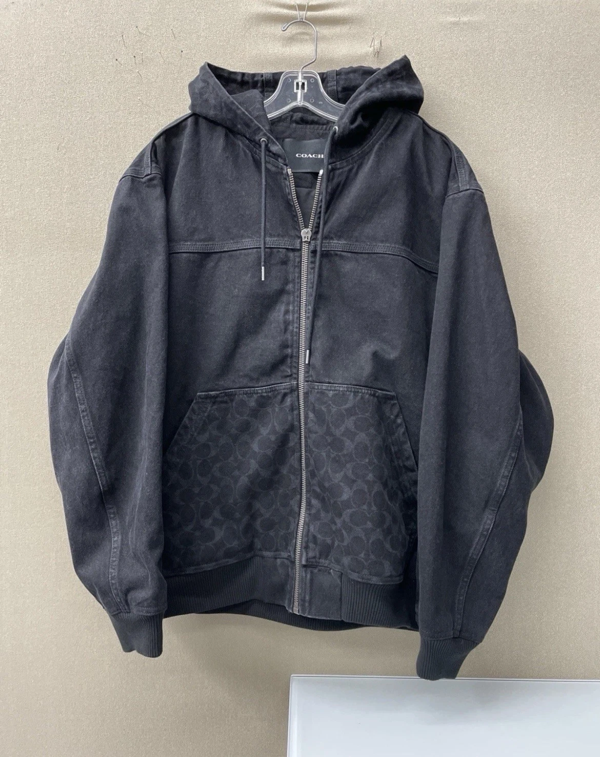 Coach Monogram Denim Felpa con Cappuccio Giacca di Jeans Zip Designer Maglione Mcm LV Taglia Rara