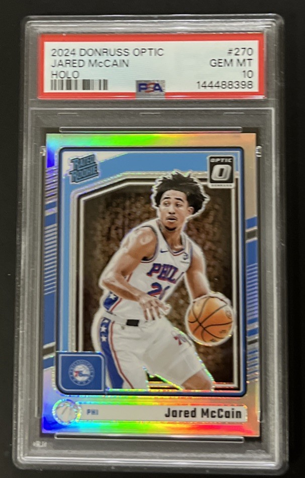 Jared McCain 2024 Donruss Optic Holo Rated Rookie PSA 10 -76ers/Thunder