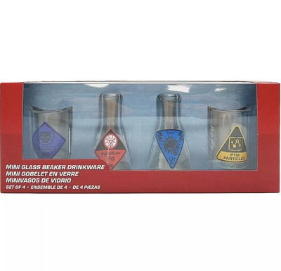 Disneyland Paris Set 4 Spider-Man Mini Glass Beaker Shot Glass Drinkware Disney