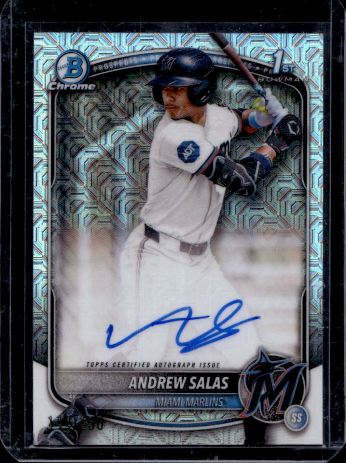 2025 Bowman Chrome Andrew Salas Auto HTA Choice Refractor 1st #/150 Marlins