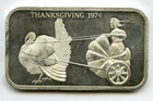 1974 Thanksgiving Art Bar Ingot Medal 999 Silver 1 oz Madison Mint - Q218