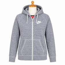 Nike Sportswear Women's Gray Solid Full Zip Hooded Hoodie Cotton Blend L