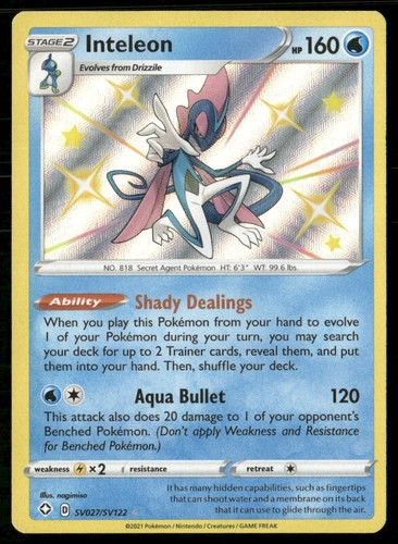 INTELEON SV027/SV122 SHINY RARE SHINING FATES SHINY VAULT POKEMON HOLO NM