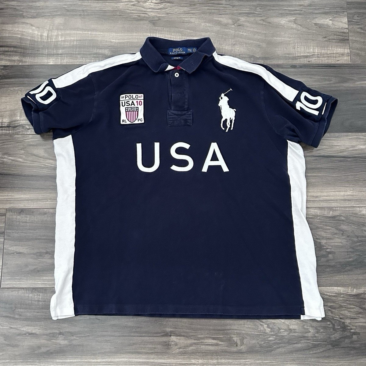 Polo Ralph Lauren USA ポロシャツ Polo Ralph Lauren USA 10 Men's Navy Short Sleeve Polo Shirt Logo