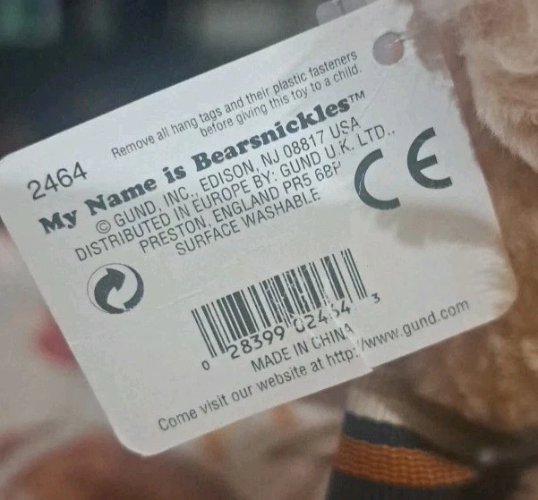 Oso de peluche Gund Bearsnickles 15" #2465 Foto 3 de 4