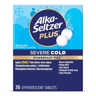 Alka-Seltzer Plus Severe Cold - Sparkling 36 Count (Pack of 1), 36