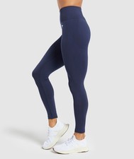 GYMSHARK Vital Seamless 2.0 Leggings in Heavy Blue Marl - Size Medium