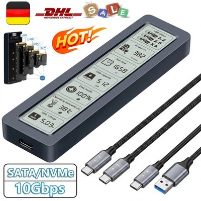M2 SSD-Gehäuse M.2 NVMe SATA USB 3.2 Gehäuseadapter 10Gbps PCIe SSD Adapter DHL
