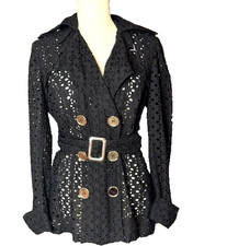 GORGEOUS! CACHE BLACK CUTOUT EYELET LACE JACK...