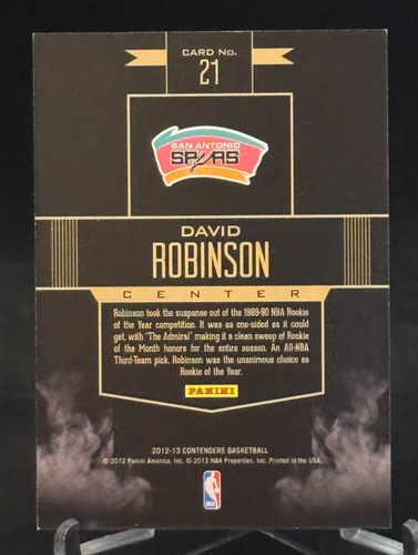 2012-13 Panini Contenders Rookie Remembrance #21 David Robinson San Antonio - Picture 2 of 2