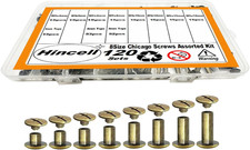 120Sets Chicago Screws Kit, 8 Sizes Screw Rivets Bronze Chicago Binding Screws f
