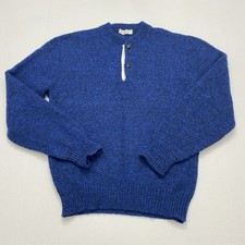 Oakbrook Wool Sweater Women’s XL Pullover Blue Buttoned VTG Fisherman USA Made