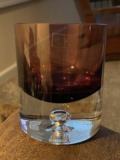 Set Of 3 Krosno Poland Amethyst Heavy Cocktail Whiskey Bubble Glass Set + Bonus