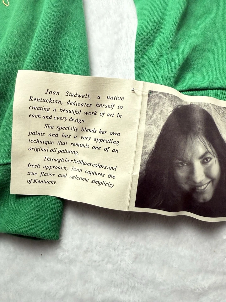 Suéter Feo Navidad Joan Studwell Años 90 De Colección Pintado a Mano Brillo Grande Verde Foto 4 de 4