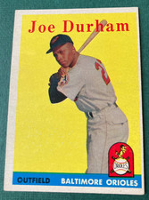 1958 JOE DURHAM ROOKIE BASEBALL CARD TOPPS #96 HI-GRADE BALTIMORE ORIOLES. rookie card picture