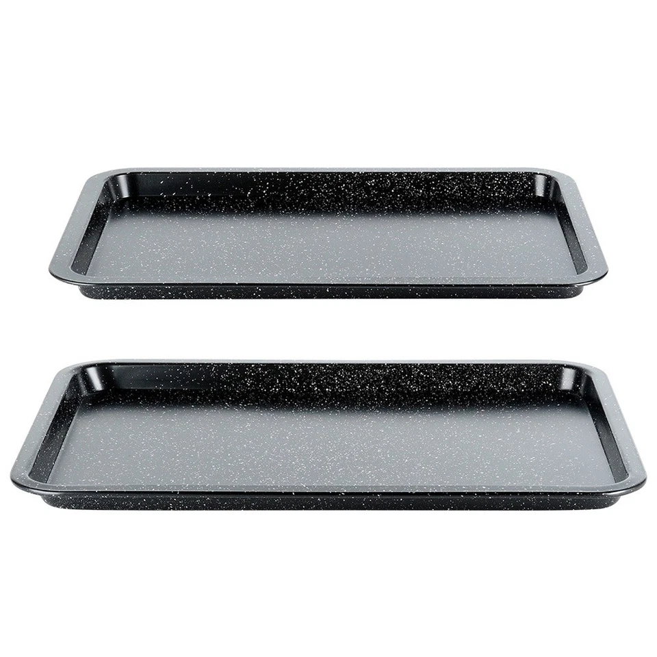 Backblech Granit 43x29/46,5x32,5 cm 2er Set Ofenblech Antihaft Backofen - Bild 3 von 4