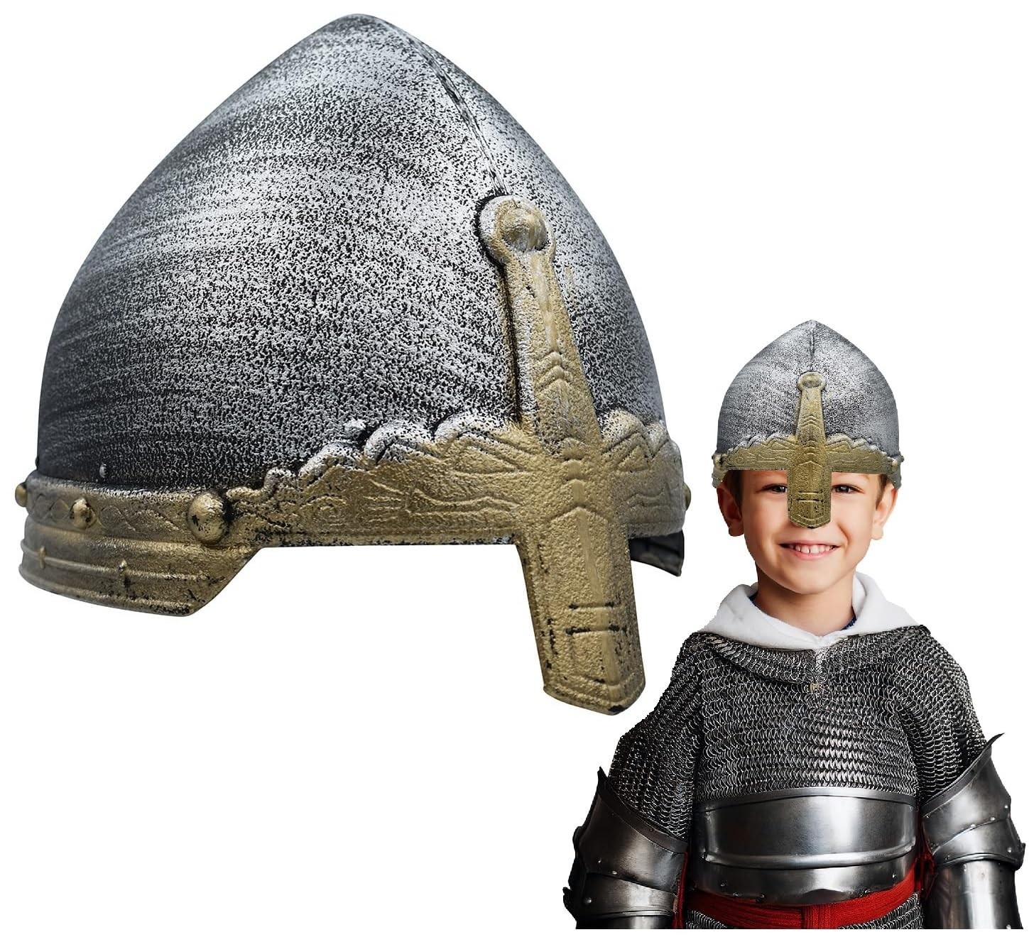 Boys Plastic Medieval Crusader Helmet Templar Knight Helm Costume Accessory Prop-image