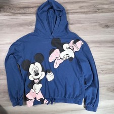 Disney Mickey Mouse Hoodie Girls L 14/16 Blue Drawstring Pullover Sweatshirt