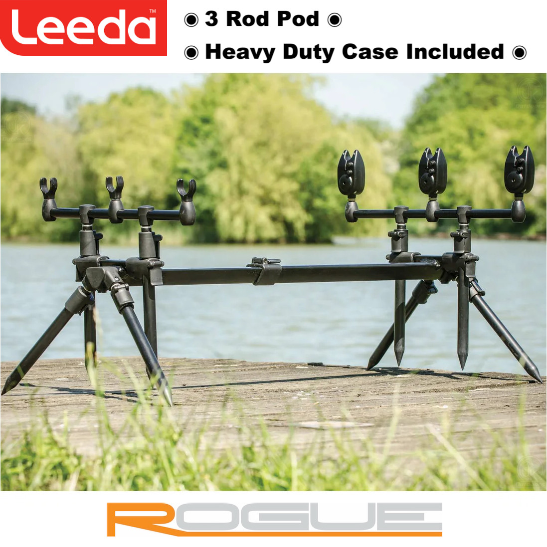 Leeda Rogue Carp Fishing 3 Rod Pod X7000 3 In 1 Pod With Carry Case