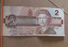 ​1986 Canada $2 Bill Rare Error - CBA Prefix - Miscut / Misaligned - Queen...