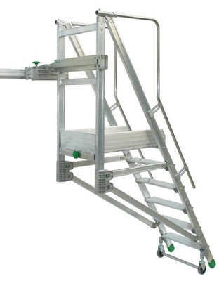 Schiebe-Podesttreppe ''Binary'' S600 Anzahl Sprossen: 9 + Plattform