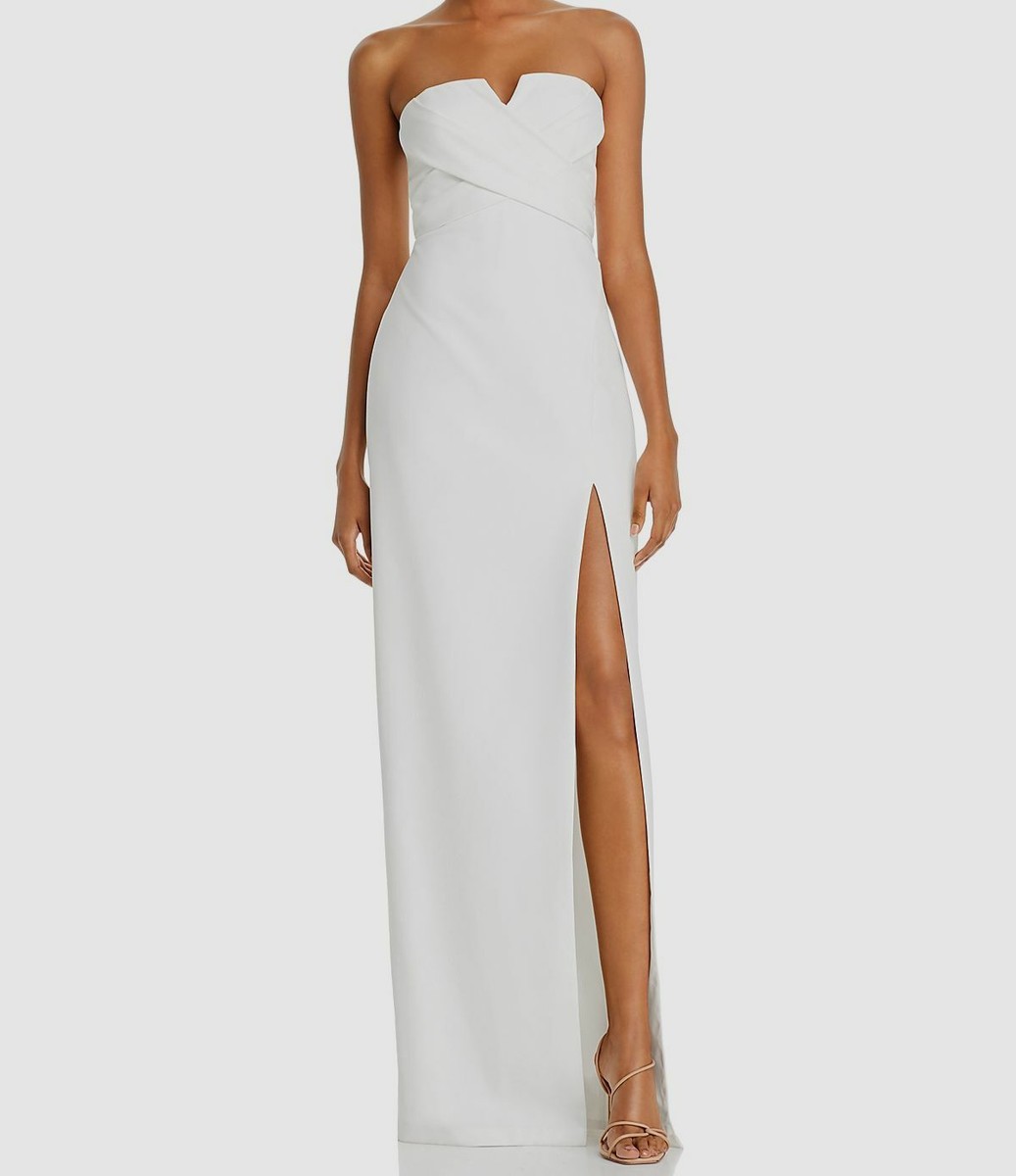 bhfo evening dresses Aidan by Aidan Mattox Womens Ivory Split-neck Evening Dress Gown 12 BHFO  1265 for sale online