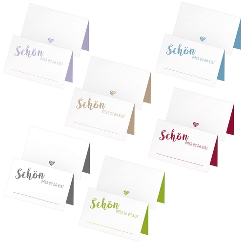 48x Tischkarten "Schön, DASS Du Da Bist" - Salbei Grün 9x5cm