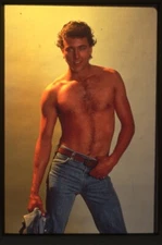 Hunky barechested Male Pin Up Muscular 35mm Transparency