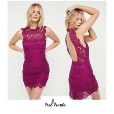 NEW Free People Women’s Daydream Lace Eyelet Dress in Pink Size Large