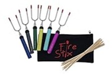 Fire Stix - Set of 6 Premium Marshmallow Roasting Sticks for Hot Dog BBQ Forks 