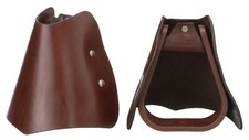 Western Hooded Stirrups - Poly Stirrups w/Lea...