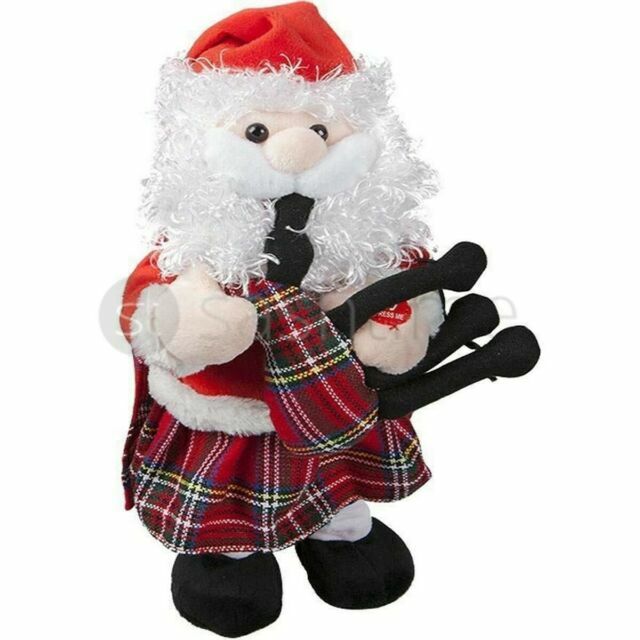 Novelty Musical Dancing Santa With Bagpipes Plays Auld Lang Syne for