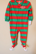 Carter's Christmas Santa "Always Nice" Fleece Sleeper Pajamas Baby Boy 24 Months