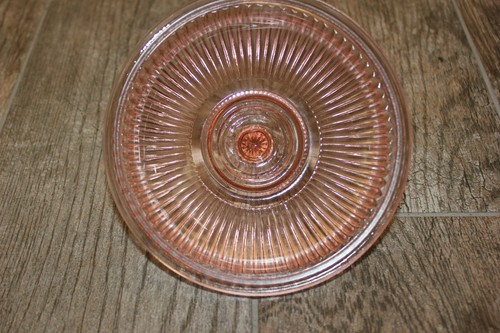 Anchor Hocking Queen Mary Pink Prismatic Ribbed Round Dome w Lid Butter Dish - Picture 10 of 10