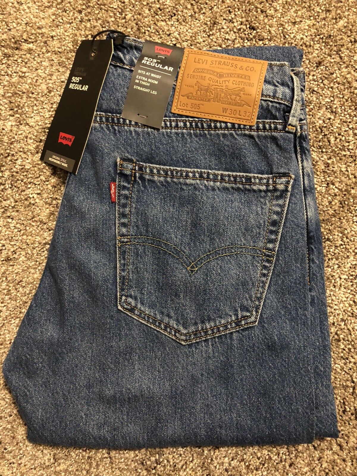 Levi's Premium 505 Big E Jeans Size 30x32 Medium Blue NWT READ! | eBay