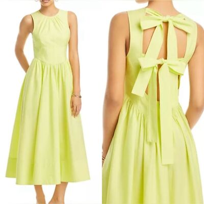 NWT Cinq à Sept Benita Fit and flare midi lime green dress sz 2