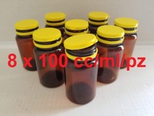 8 x 100cc Empty Amber Light Brown Pill Bottle Table Capsule Container w/Flip Lid