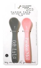 Two Pack, Bella Tunno Tunno Tots Silicone Spoon, Pink Grey, Ooh La La Pardon Moi