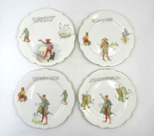 Antique Nursery Rhyme Fairy Tale 7" Scalloped edge Plates. Set of 4. Vintage