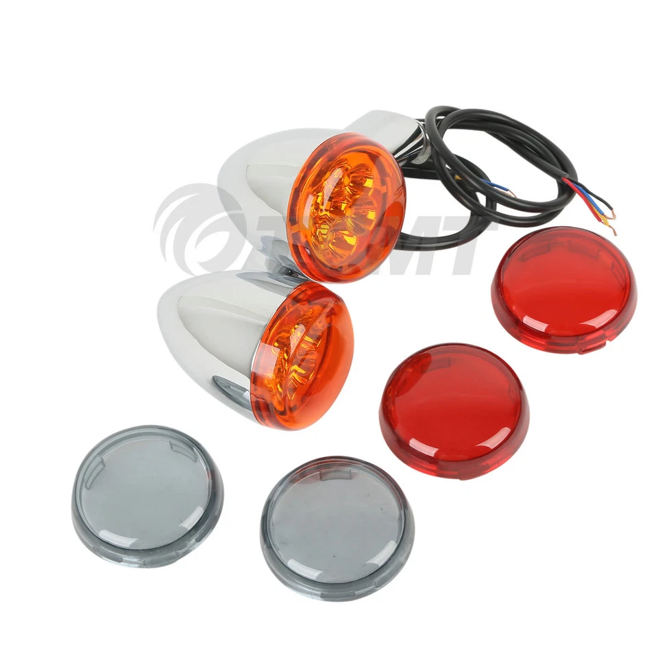 Rear Turn Signals Lights Indicator Amber Fit For Harley Sportster 883 1200 92-up - Image 4 of 4