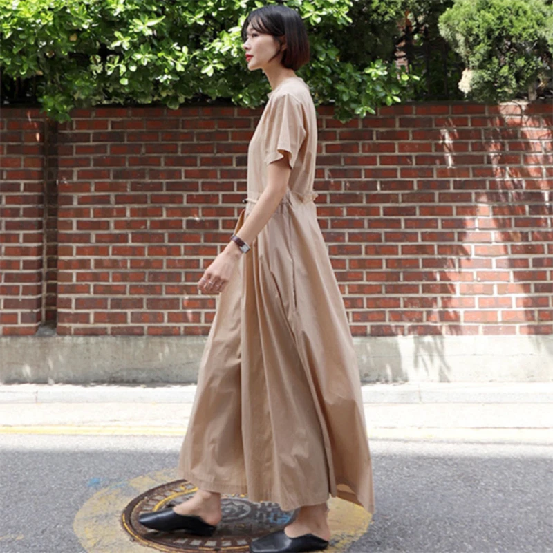 Damen Locker Overall Kurzärmelig Weites Bein Knöchellang Hosenkleid Übergröße - Bild 4 von 4