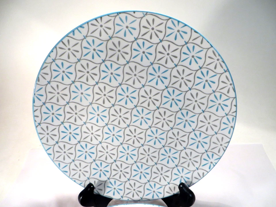 (4) Platos de cena Better Homes and Gardens 'PIERS' azul y gris ráfaga 10,5" Foto 2 de 4