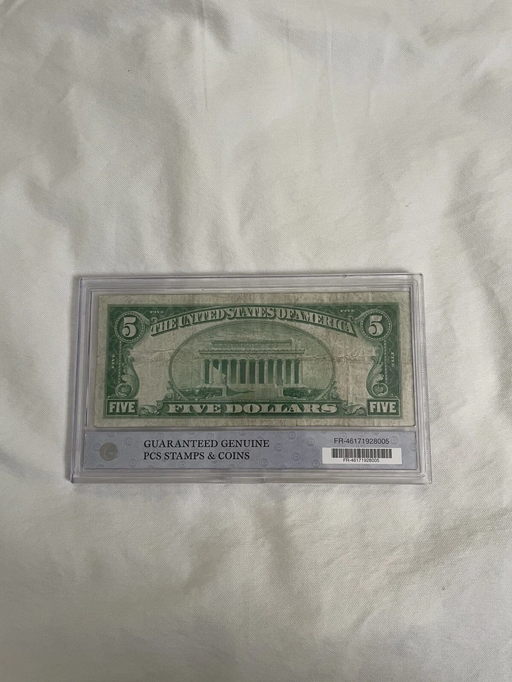 US 5 Dollar Note FRN 1928 Series A Green Stamp (2) PCS Certified - Image 2 of 2