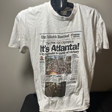 Vintage 1996 Atlanta Olympics News Paper T Shirt Stedman Made In USA Size L