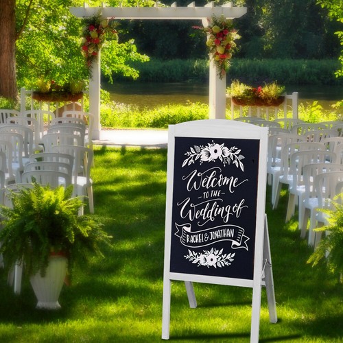 Large Magnetic A-Frame Chalkboard Display Sidewalk Blackboard Sign Wedding Shop - Picture 19 of 20